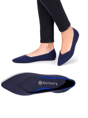 Rothy’s Pointed Knit Flats Navy Blue Womens Size 9